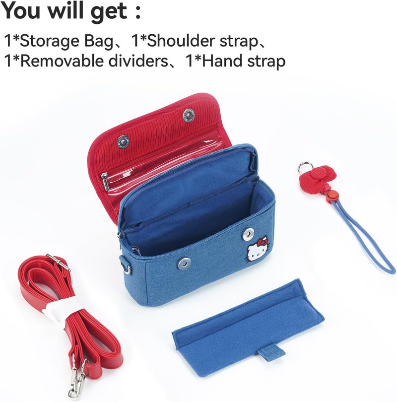 Kuitmor Comfortable Travel Camera Storage Bag Compatible with DJI Osmo Pocket 3,Shock-Absorbent Soft Lining and Detachable Strap Vintage Style – Red & Blue - Image 4
